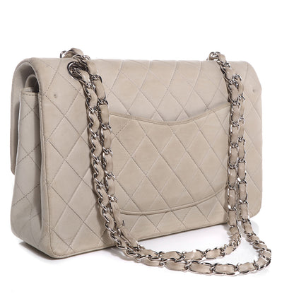 Chanel Lambskin Quilted Medium Double Flap Light Grey 3 of 8