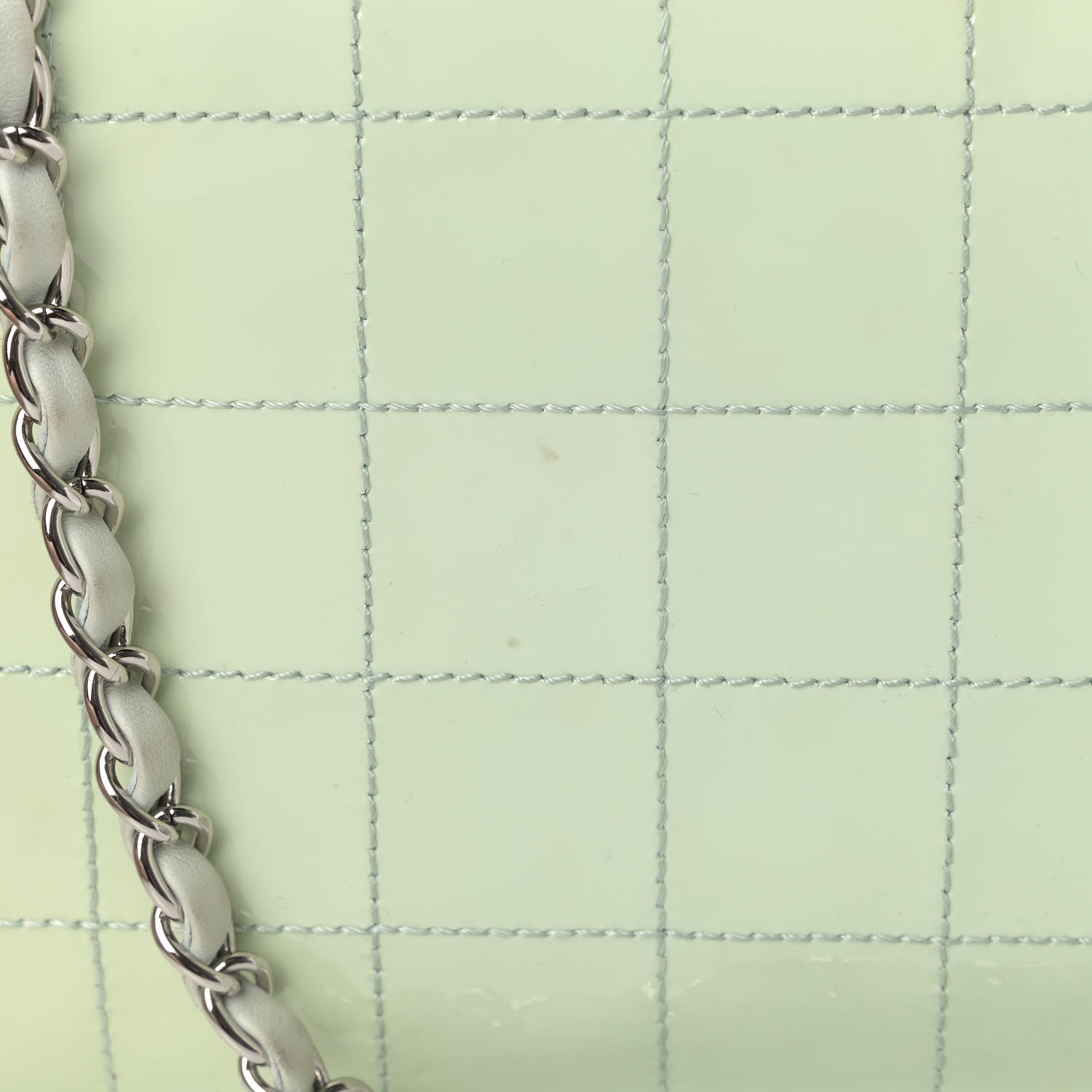 Chanel Patent Square Stitched CC Flap Clutch Green 5 of 5