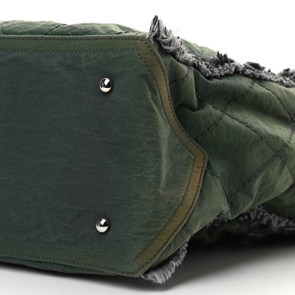 Chanel Canvas Stitched Tweed Large Tote Dark Green 10 of 11