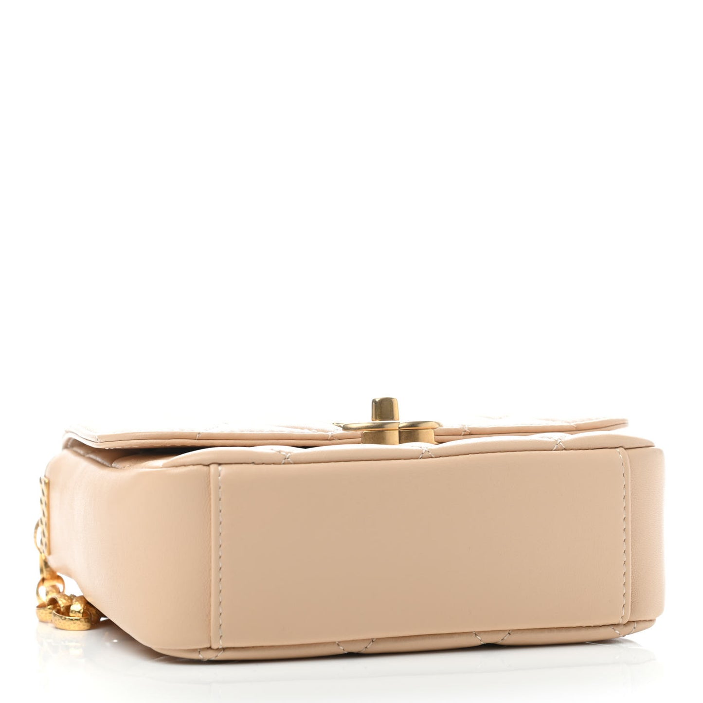 Lambskin Quilted Small CC Coin Flap Bag Beige