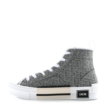 Christian Dior Metallic Oblique Jacquard Mens B23 High Top Sneakers 42 Grey 1 of 9