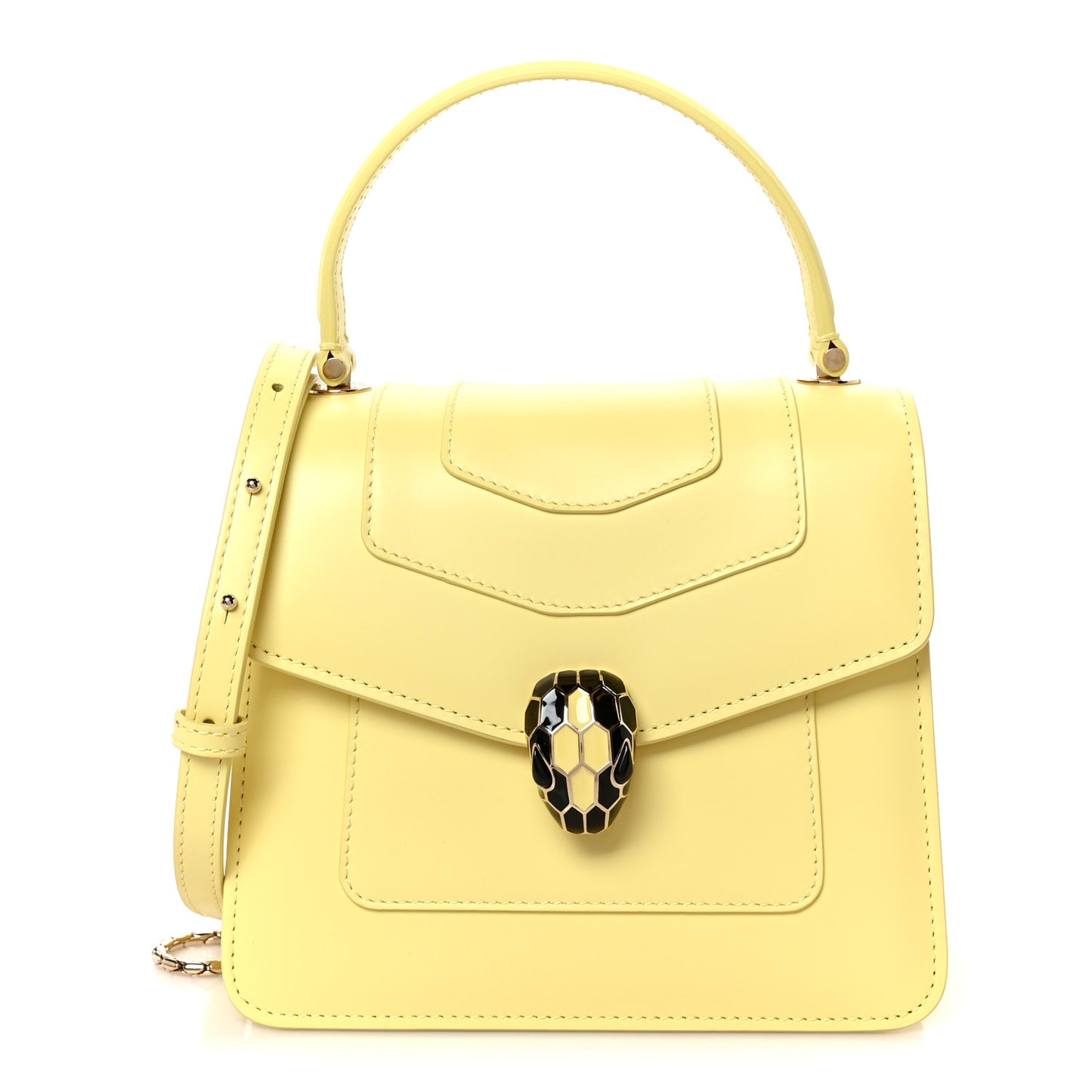 Calfskin Serpenti Forever Top Handle Light Yellow