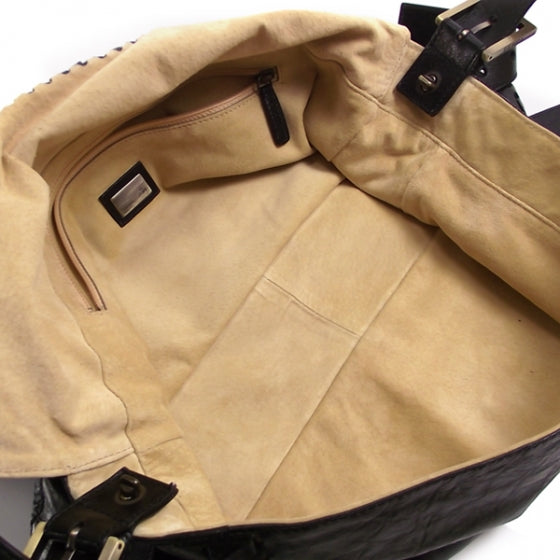 Calfskin Whipstitch Large Messenger Black