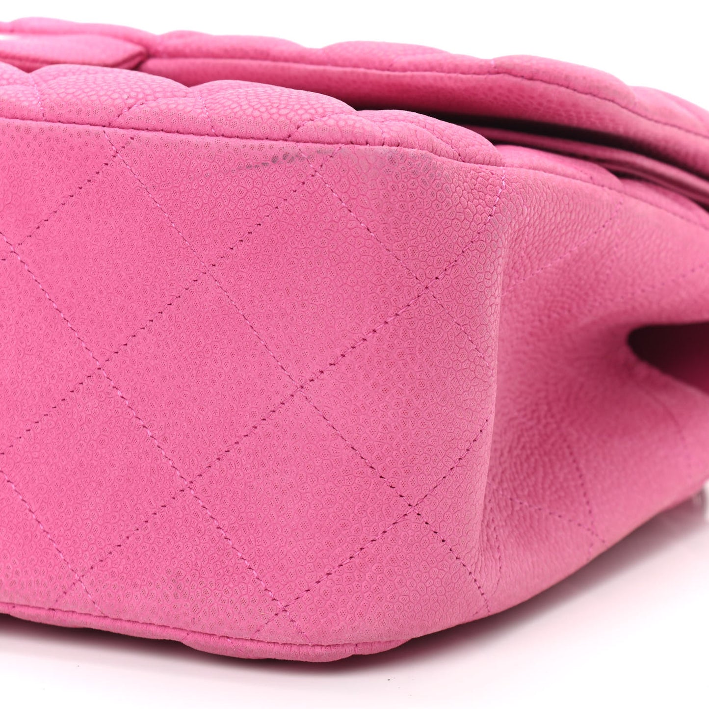 Iridescent Caviar Quilted Jumbo Double Flap Pink