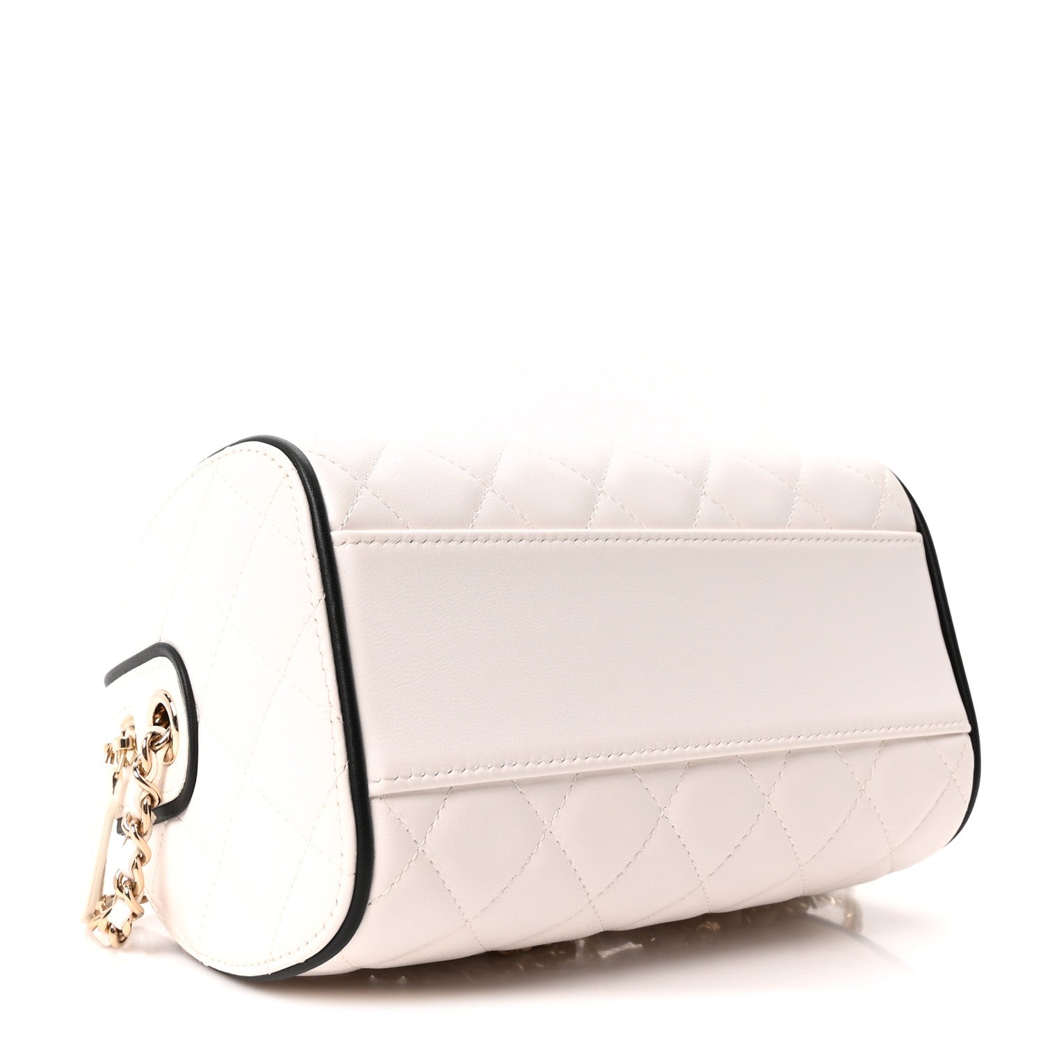 Chanel Lambskin Quilted Barrel Clutch With Chain White 4 of 11