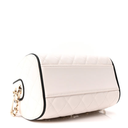 Chanel Lambskin Quilted Barrel Clutch With Chain White 4 of 11