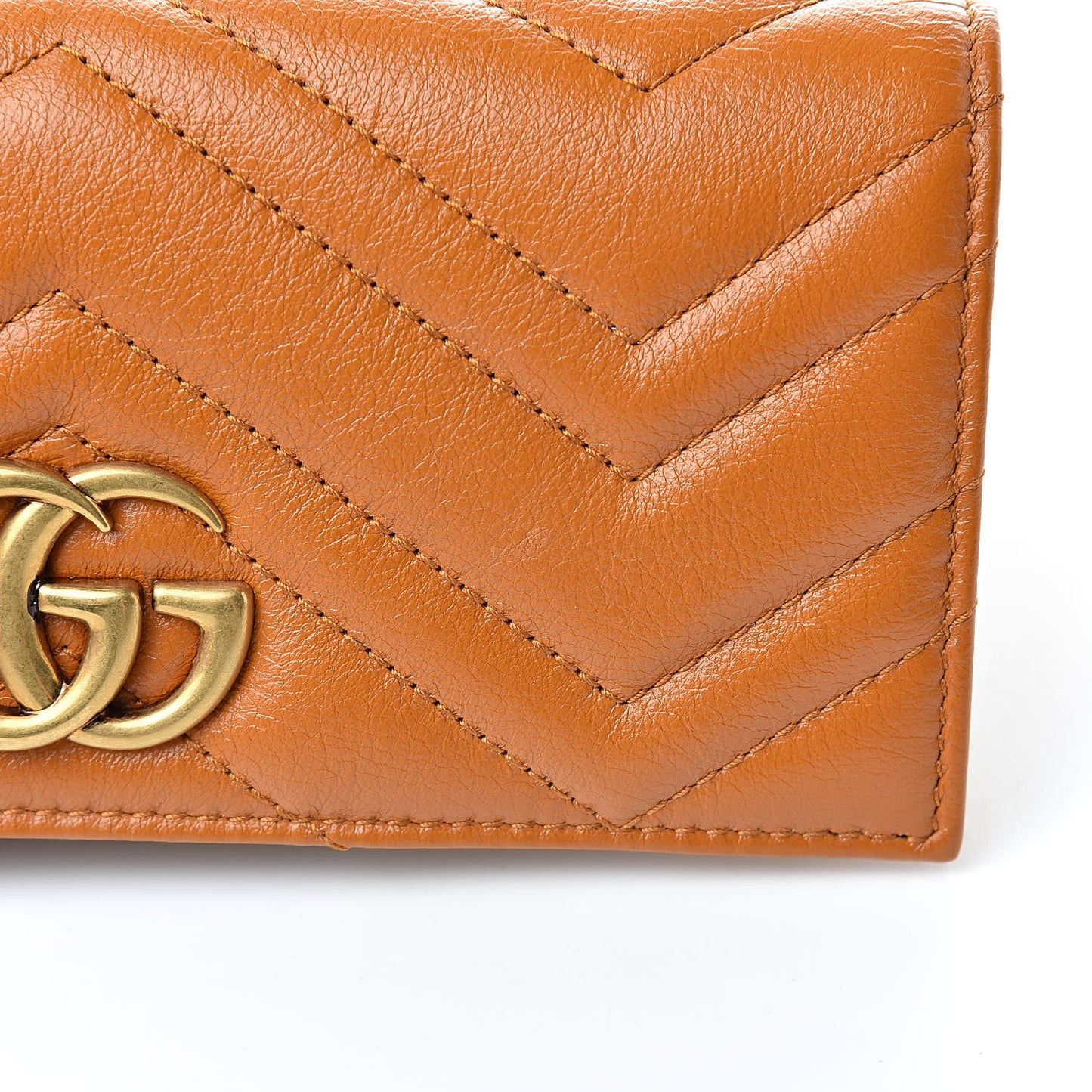 Calfskin Matelasse GG Marmont Continental Wallet Cognac