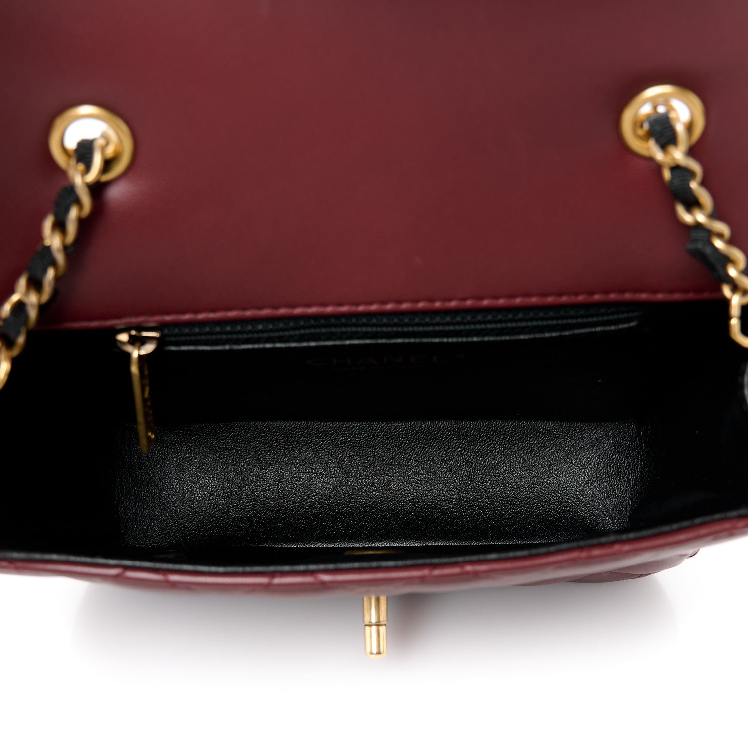 Chanel Lambskin Quilted Mini Two Tone Day Flap Burgundy 5 of 11