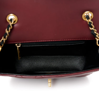 Chanel Lambskin Quilted Mini Two Tone Day Flap Burgundy 5 of 11