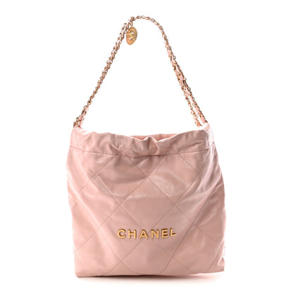 Chanel Shiny Calfskin Quilted Small Chanel 22 Light Pink 1 of 11