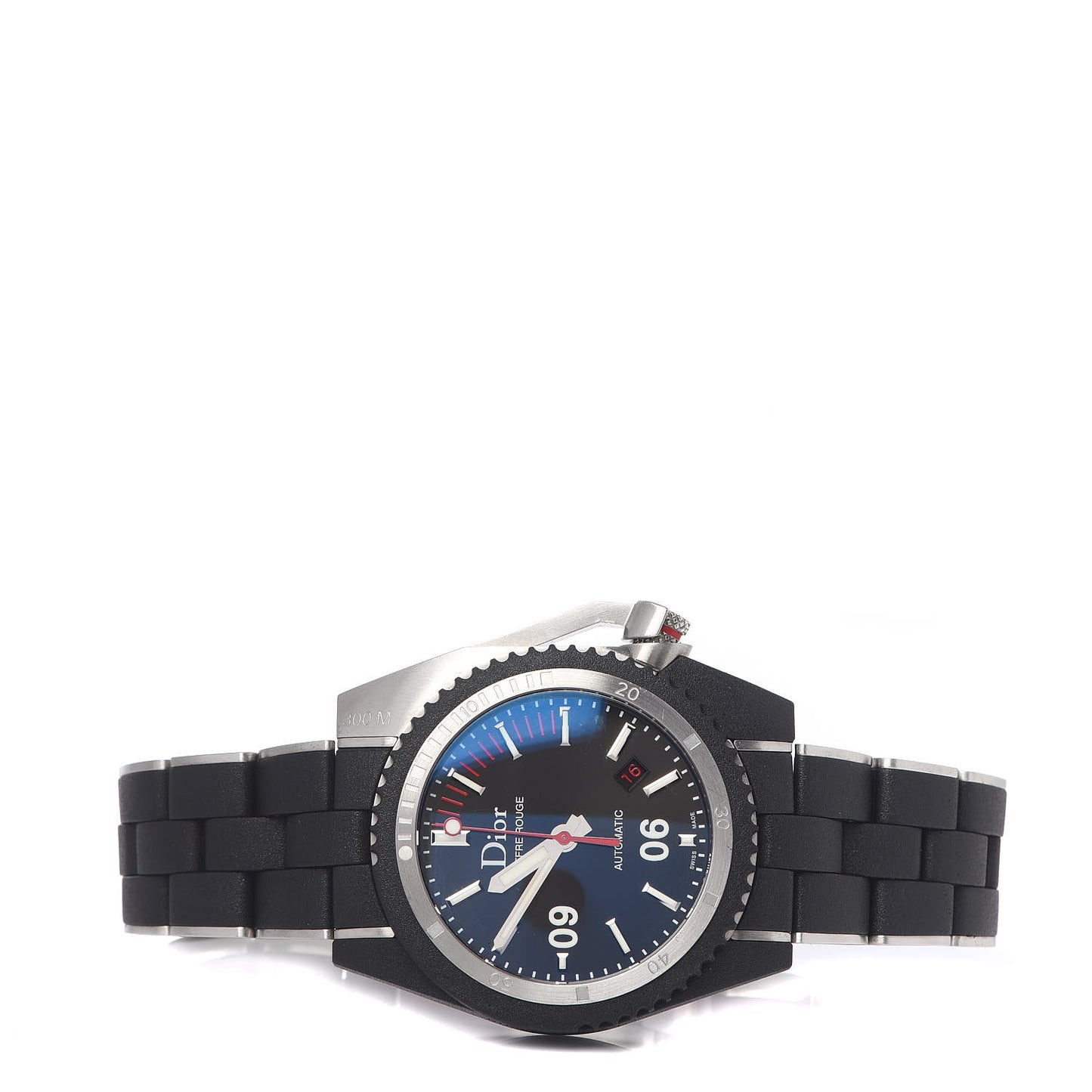 Stainless Steel Rubber 42mm Chiffre Rouge D02 Automatic Watch Black