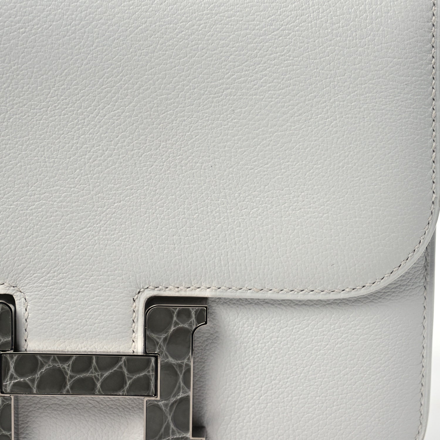 Hermes Evercolor Shiny Alligator Constance 18 New White Gris Ciment 7 of 11