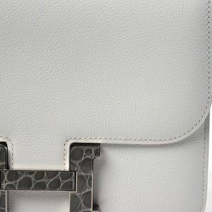 Hermes Evercolor Shiny Alligator Constance 18 New White Gris Ciment 7 of 11