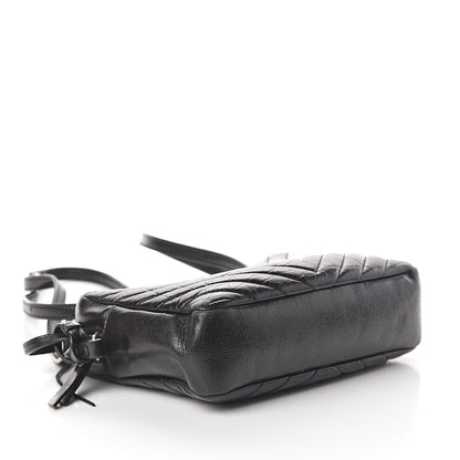 Saint Laurent Cracked Shiny Calfskin Matelasse Monogram Lou Camera Bag Black 3 of 7
