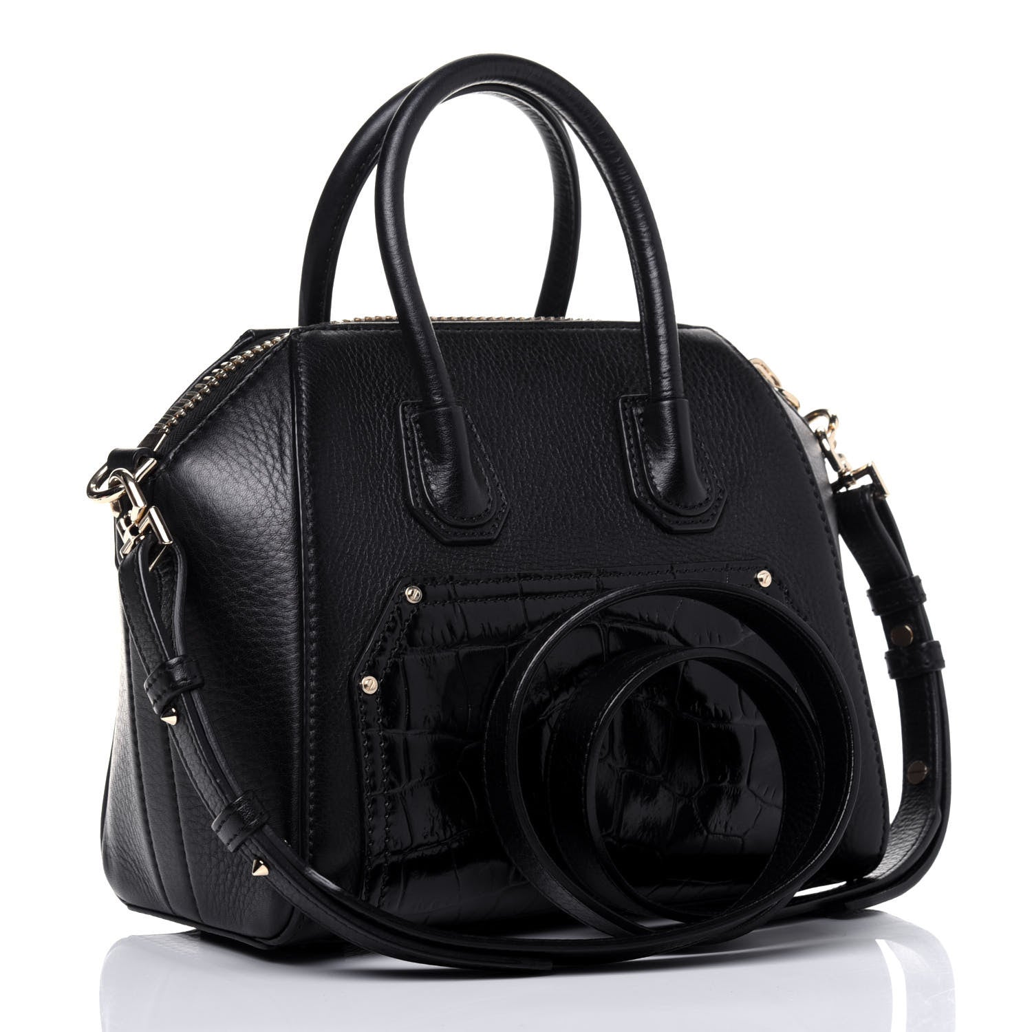 Givenchy Calfskin Crocodile Embossed Mini Antigona Black 4 of 20