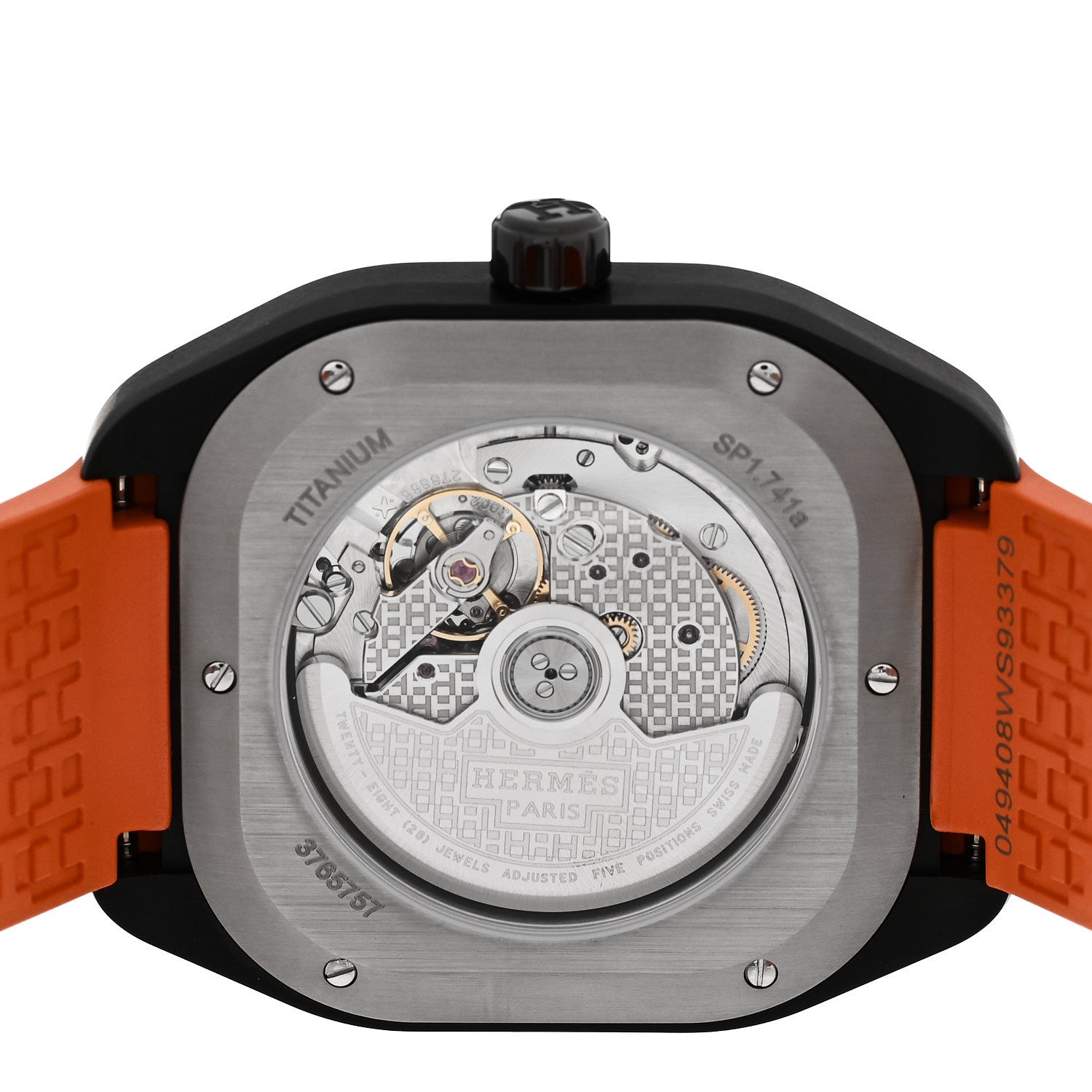 Hermes DLC Coated Titanium Rubber 39mm H08 Automatic Watch Orange 4 of 5