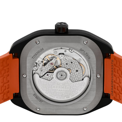 Hermes DLC Coated Titanium Rubber 39mm H08 Automatic Watch Orange 4 of 5