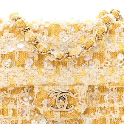 Chanel Tweed Beaded Mini Rectangular Flap Yellow White 7 of 12