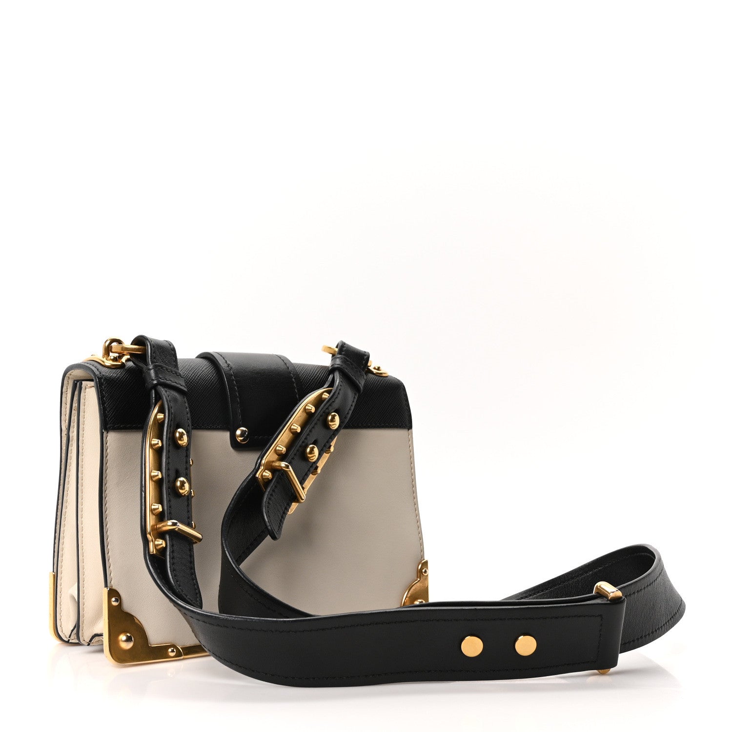 Prada City Calf Saffiano Cahier Bag Talco Black 3 of 9