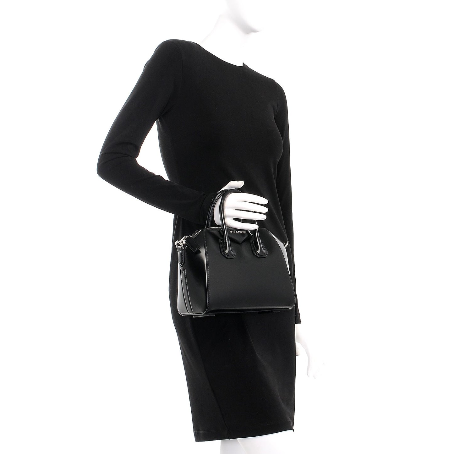 Shiny Lord Calfskin Mini Antigona Black