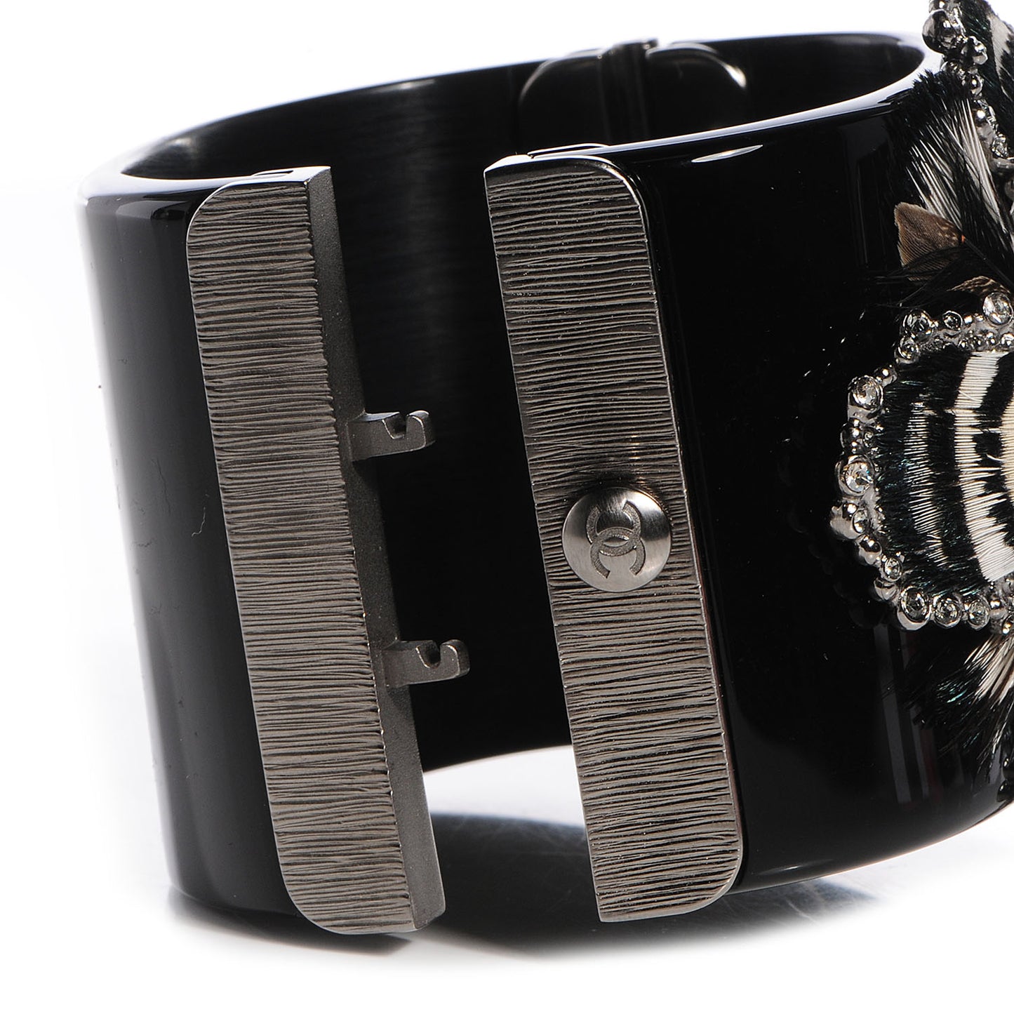 Resin Crystal Feather CC Cuff Black