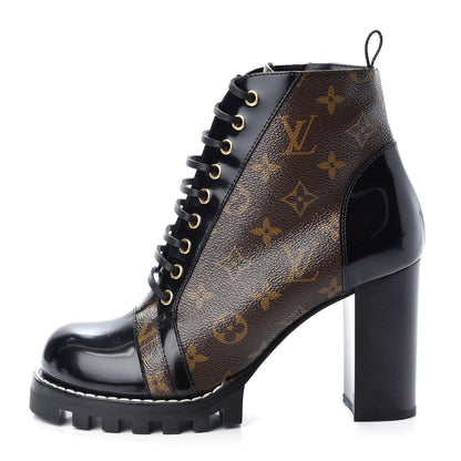 Louis Vuitton Patent Calfskin Monogram Star Trail Ankle Boots 41 Black 1 of 13