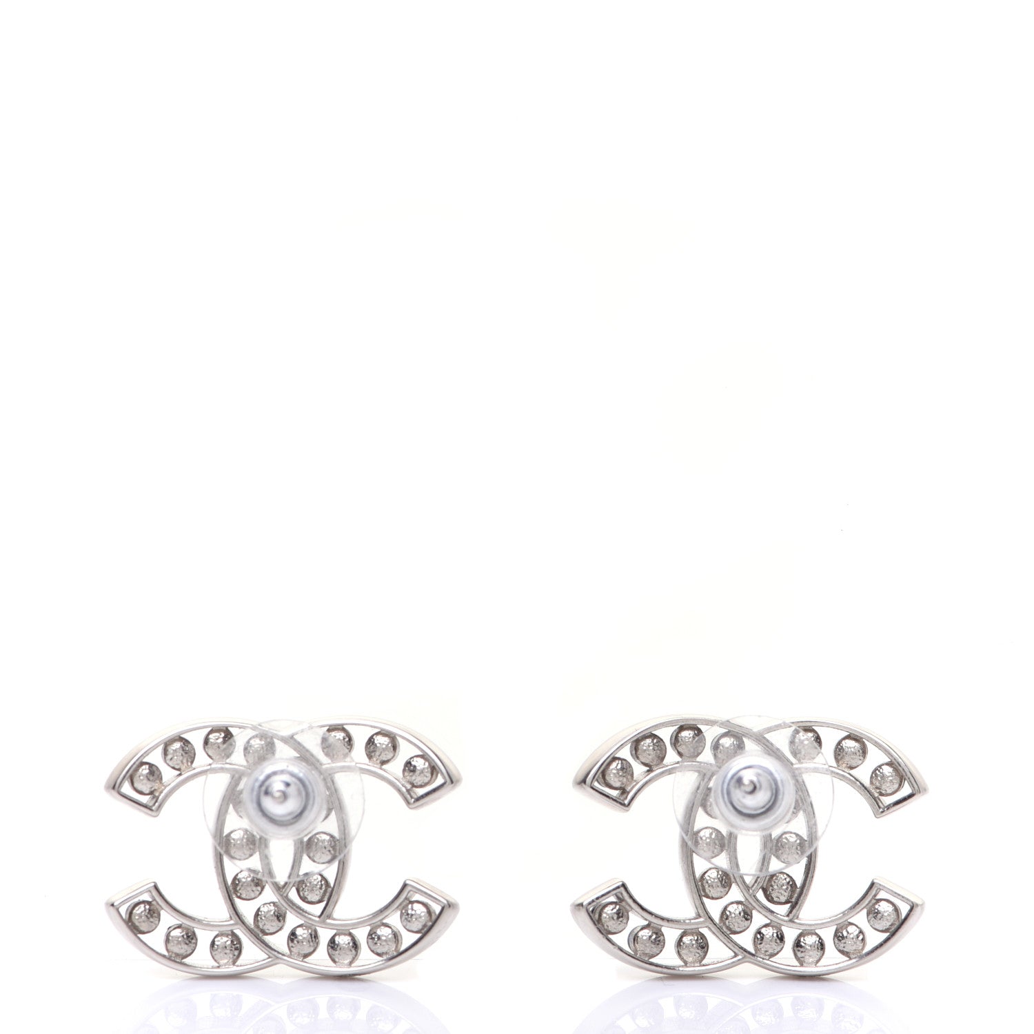 Chanel Pearl Beaded CC Earrings Silver White Blue 3 of 9