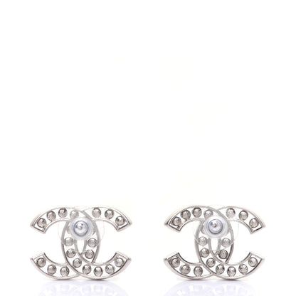 Chanel Pearl Beaded CC Earrings Silver White Blue 3 of 9