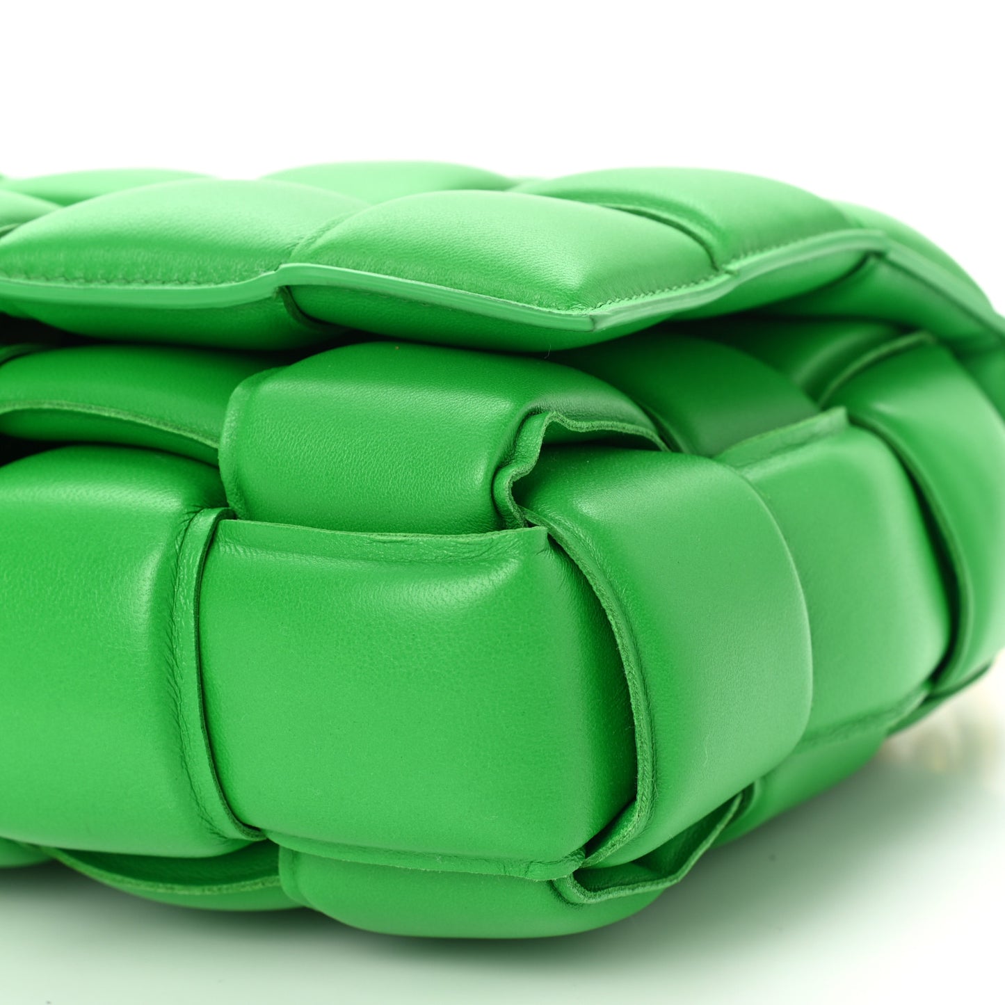 Lambskin Maxi Intreccio Padded Chain Cassette Crossbody Bag Grass