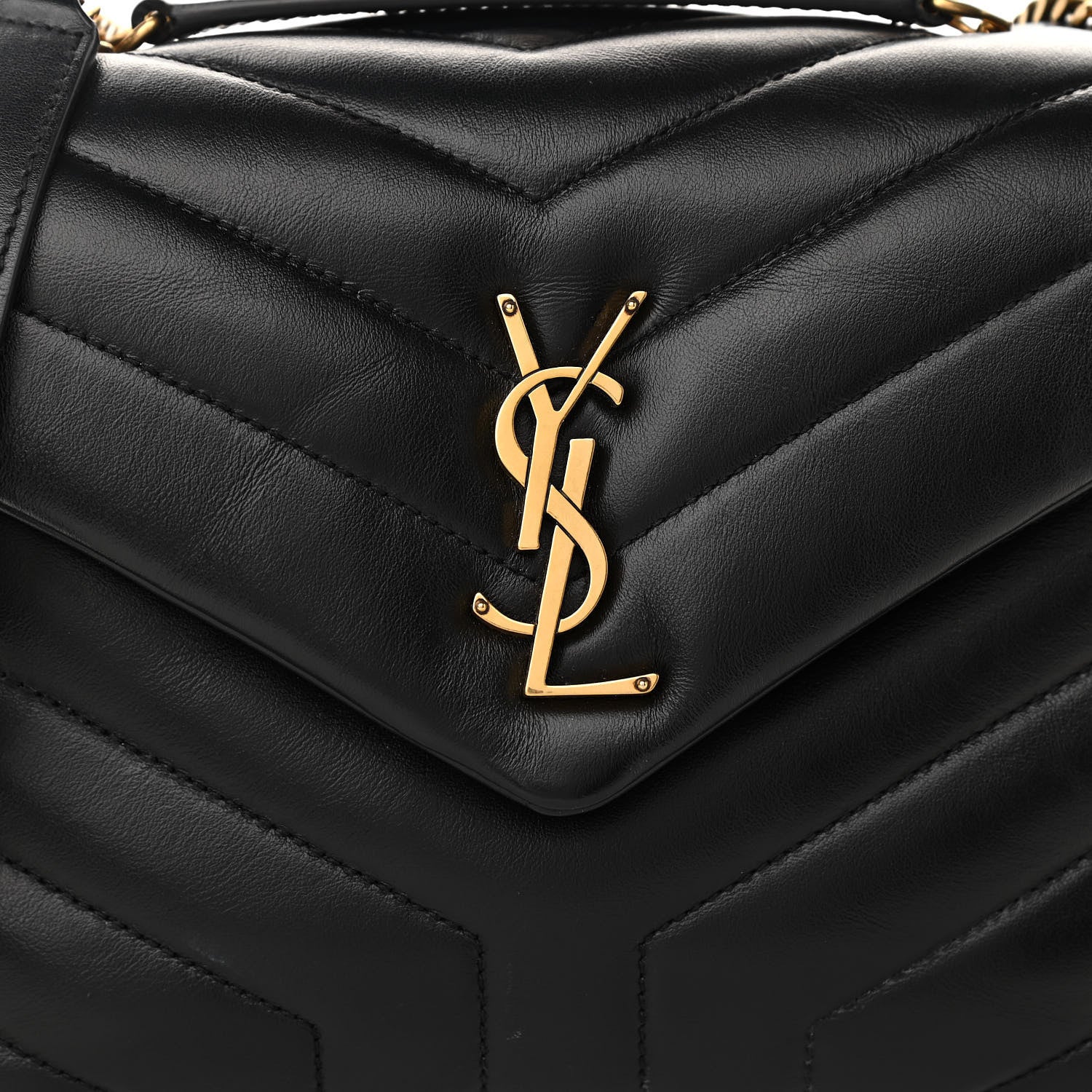 Saint Laurent Calfskin Y Quilted Monogram Small Loulou Chain Satchel Black 10 of 13