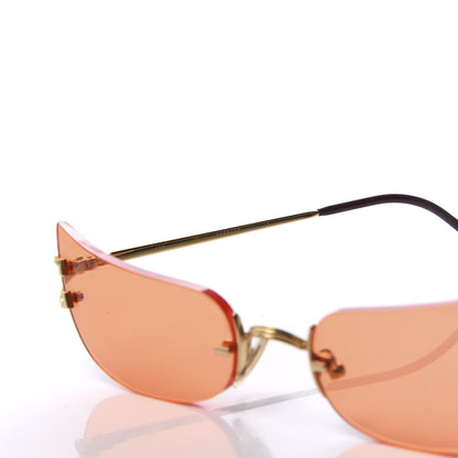 Cartier Cat Eye Rimless Sunglasses Gold Orange 6 of 8