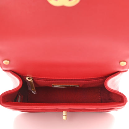 Chanel Lambskin Quilted Small Chain Infinity Top Handle Flap Dark Red 5 of 8