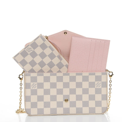 Louis Vuitton Damier Azur Pochette Felicie Chain Wallet Rose Ballerine 5 of 10