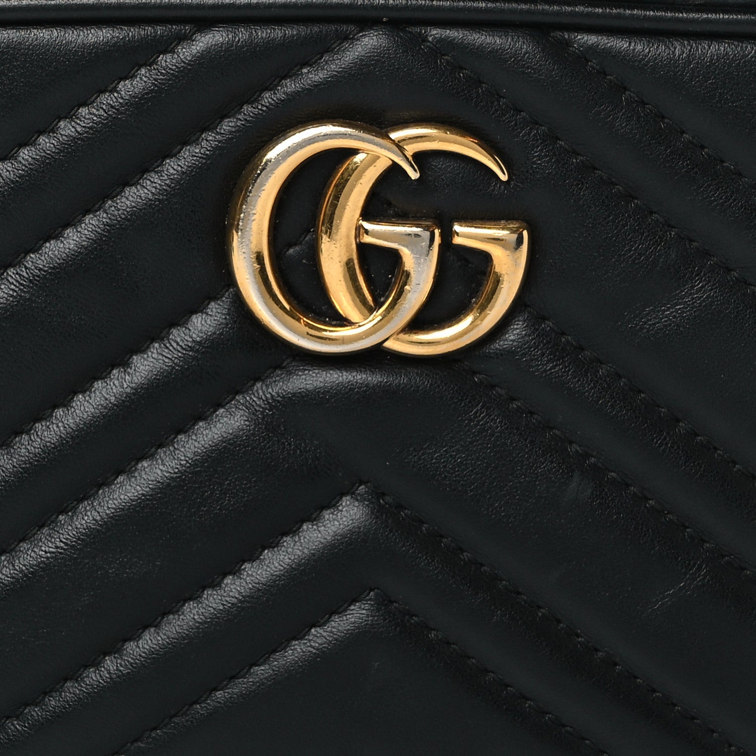 Gucci Calfskin Matelasse Mini GG Marmont Chain Shoulder Bag Black 9 of 11