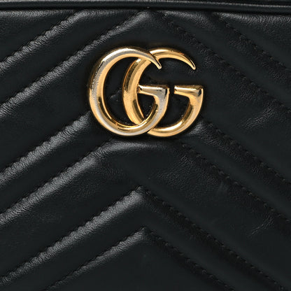 Gucci Calfskin Matelasse Mini GG Marmont Chain Shoulder Bag Black 9 of 11