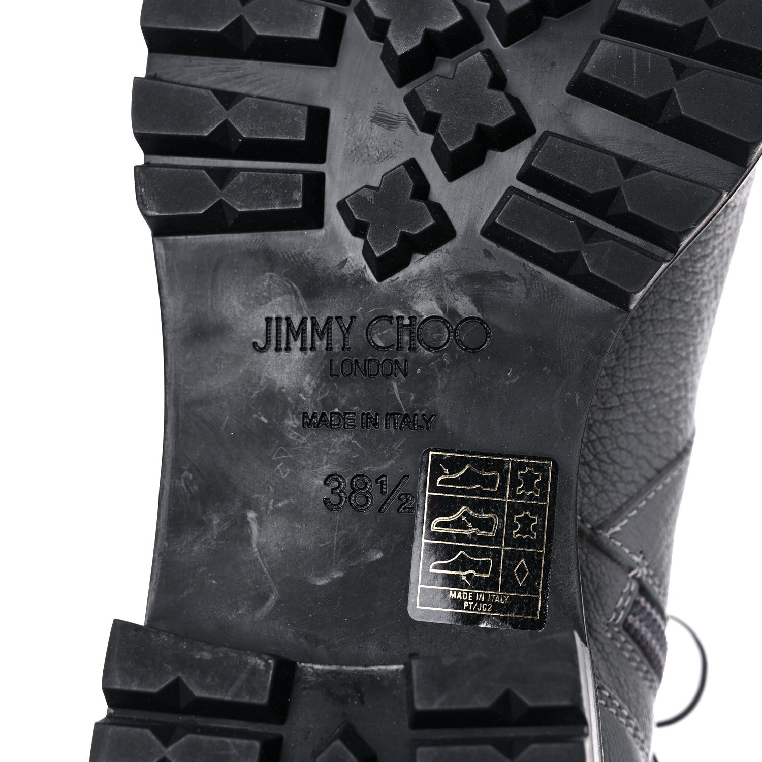 Jimmy Choo IMMY CHOO Grained Goatskin Pearl Crystal Embellished Cruz Combat Boots 38.5 Grey 11 of 14