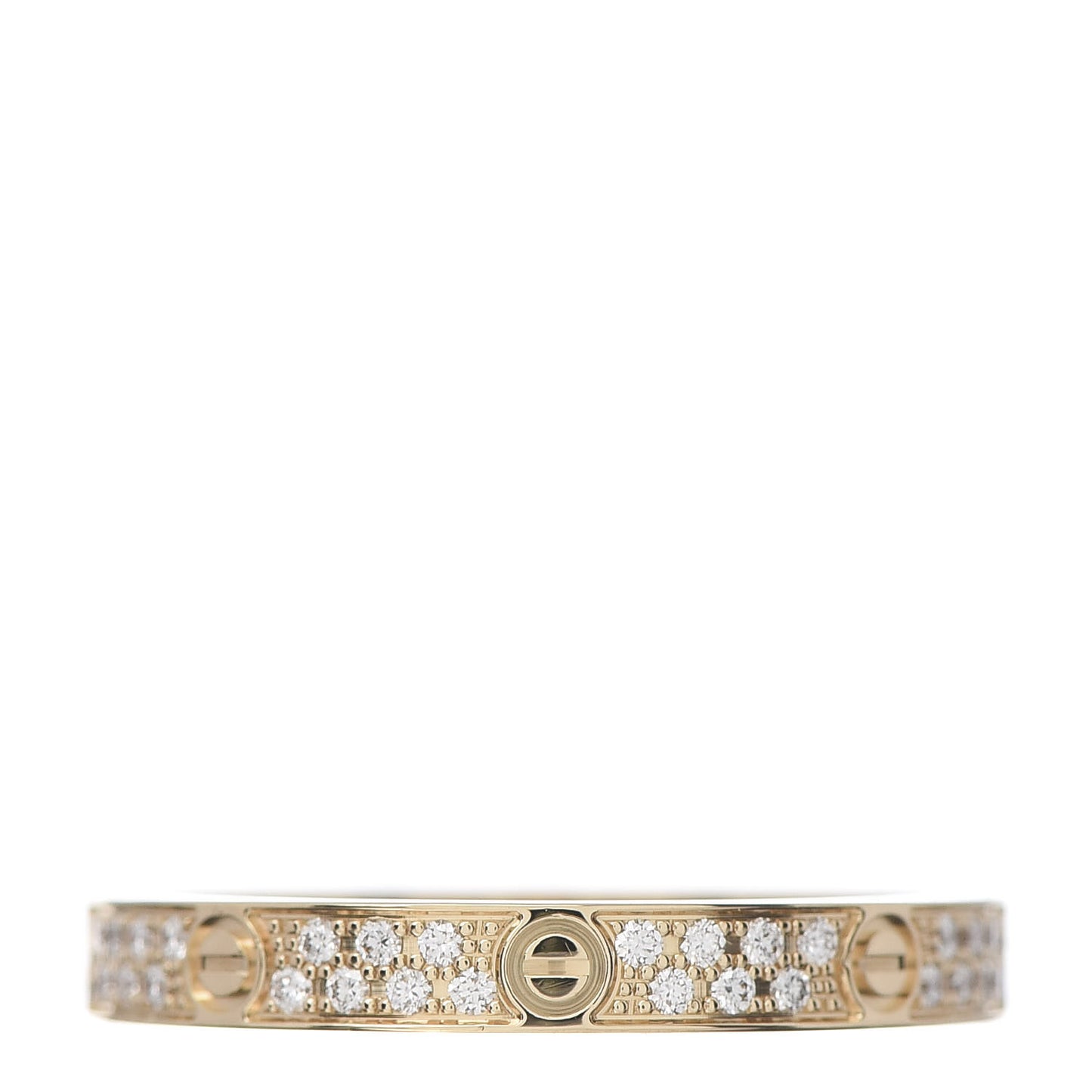 18K Yellow Gold Diamond 2.6mm LOVE Paved Band Ring 50 5.25
