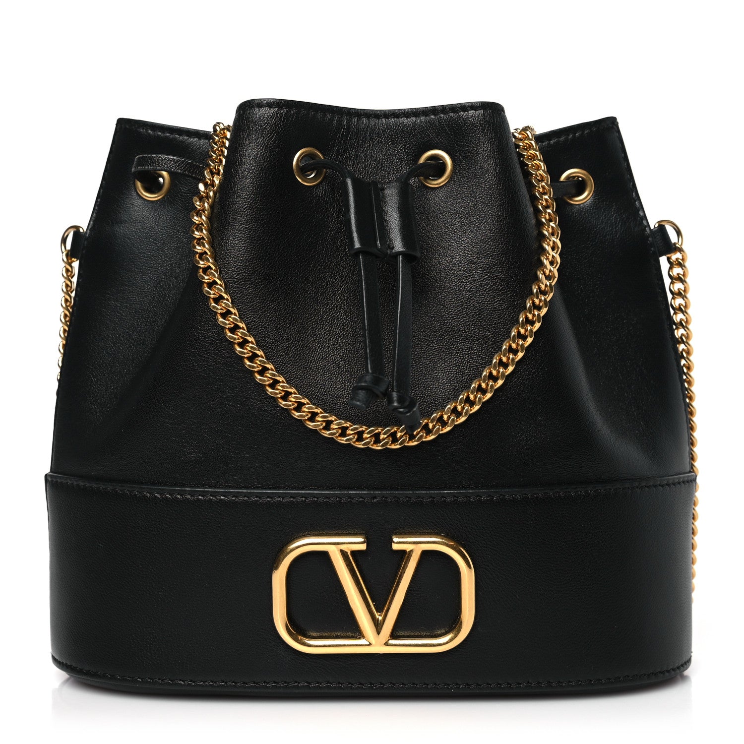 Valentino Garavani Nappa Mini VLogo Signature Chain Bucket Bag Black 1 of 11