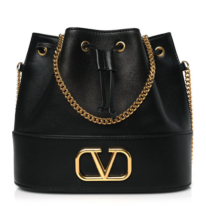 Valentino Garavani Nappa Mini VLogo Signature Chain Bucket Bag Black 1 of 11