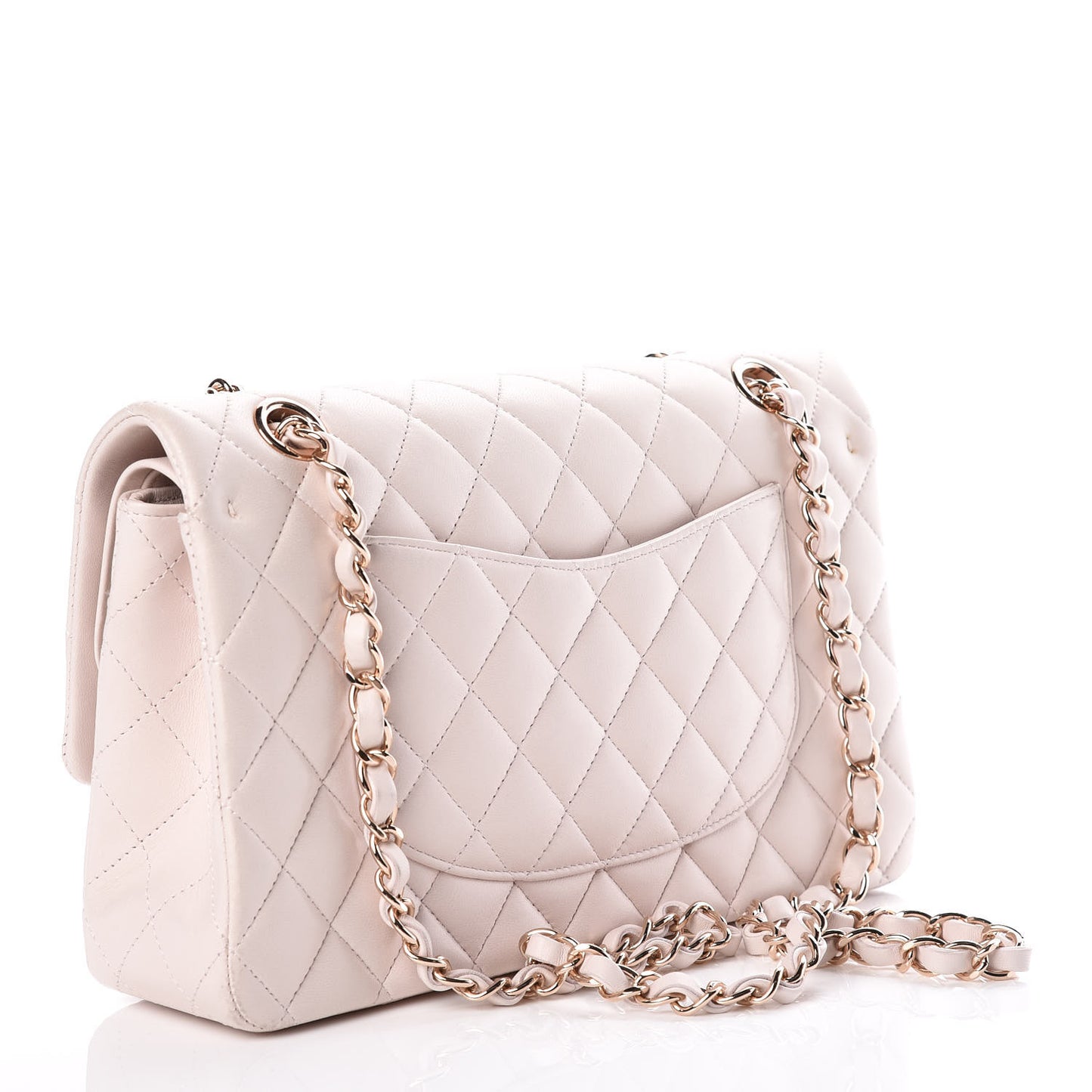 Lambskin Quilted Medium Double Flap Light Pink