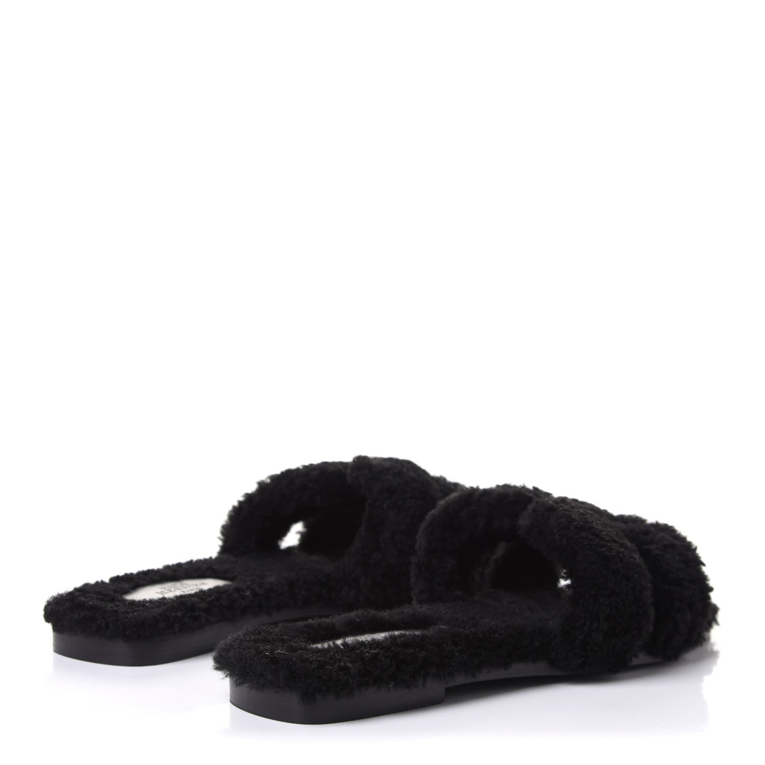 Hermes Woolskin Oran Sandals 38 Black 4 of 9