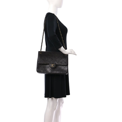 Chanel Calfskin Stitched Large Vintage Flap Dark Brown 2 of 10