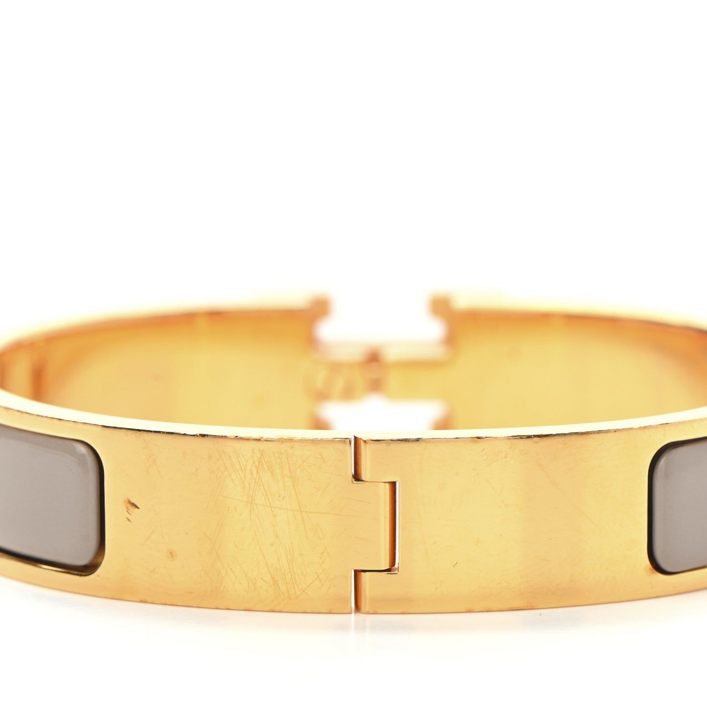Enamel Narrow Clic Clac H Bracelet PM Marron Glace