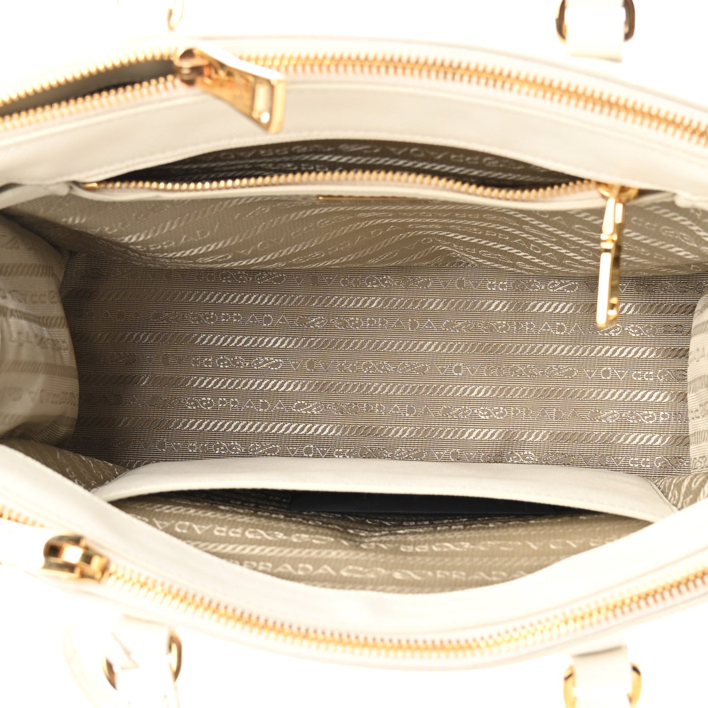 Saffiano Small Galleria Double Zip Tote Talco