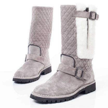 Chanel Suede Fur Quilted Boots 37 2 of 11