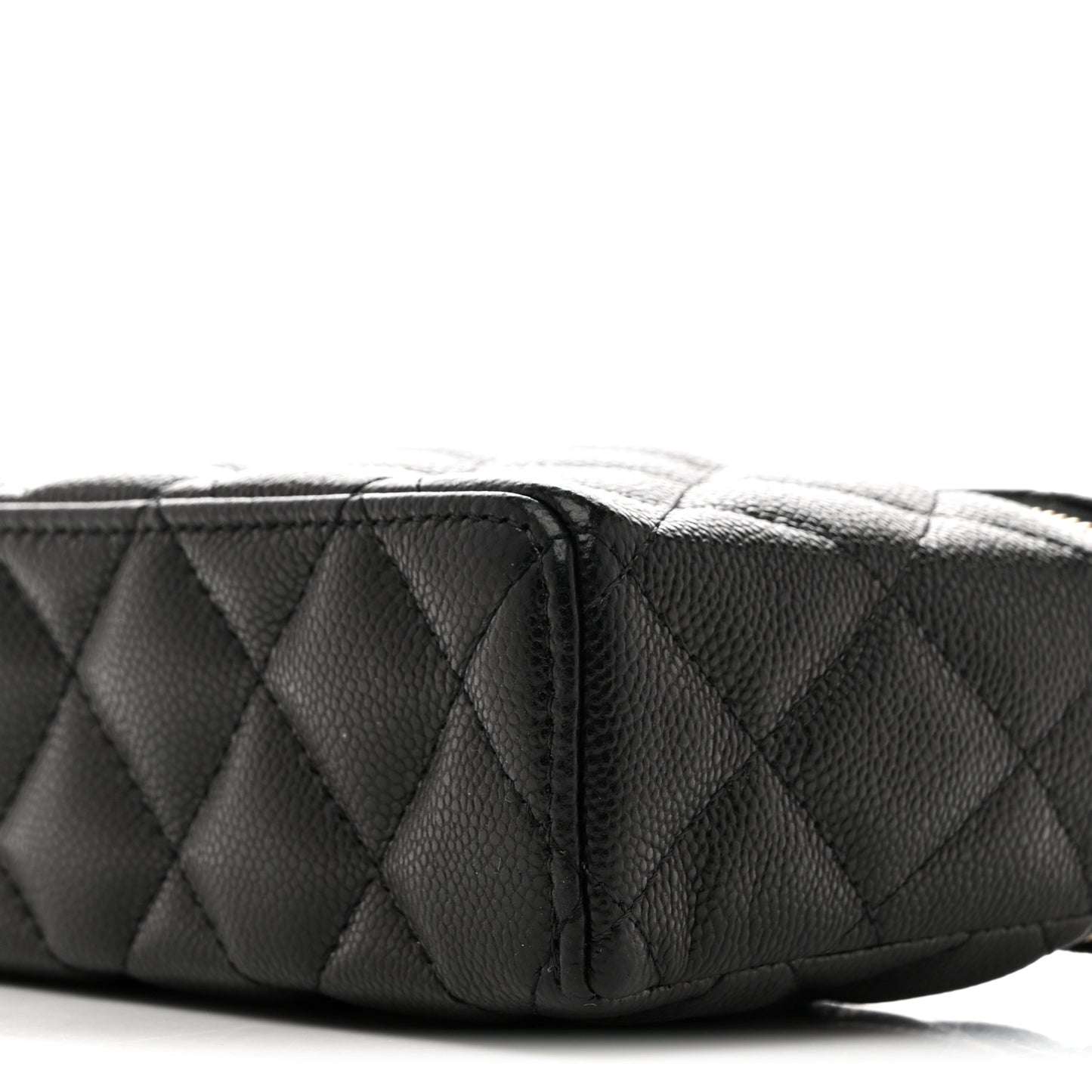 Caviar Quilted Top Handle Slim Vanity With Chain Black