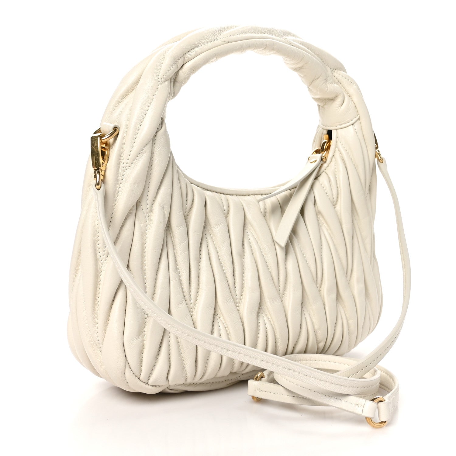 Miu Miu Nappa Matelasse Small Wander Hobo White 3 of 9
