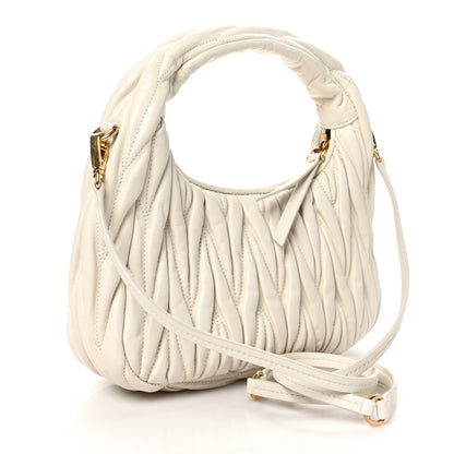 Miu Miu Nappa Matelasse Small Wander Hobo White 3 of 9