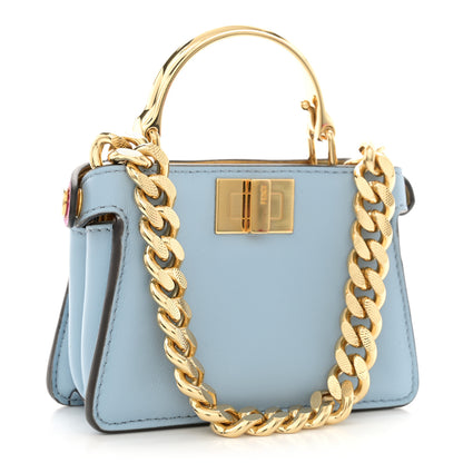 Fendi Nappa Rainbow Inlay Nano Peekaboo Maxi Handle Satchel Azzurro Baby Multicolor 3 of 10