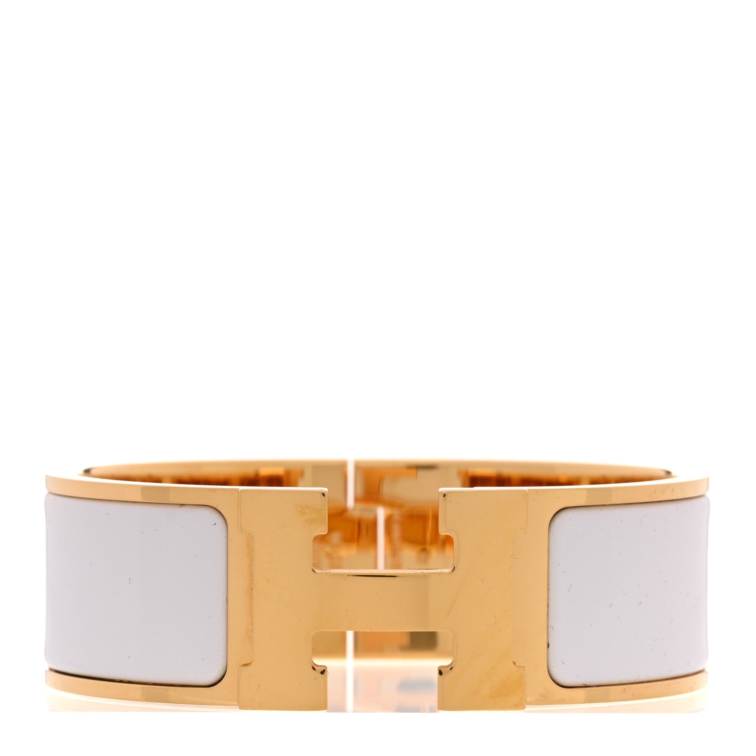 Hermes Enamel Wide Clic Clac H Bracelet PM White 1 of 5